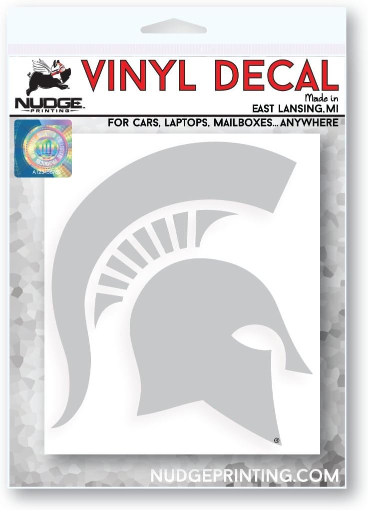 Nudge Printing Collegiate NCAA Car Decal Made from Premium Weatherproof Vinyl (Michigan State Spartan Helmet - Silver) - Image 2
